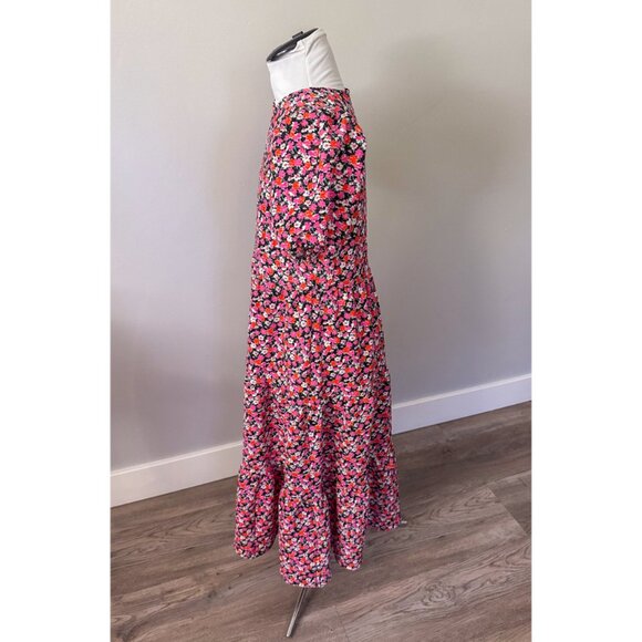 ASOS DESIGN Midi Tiered Smock Dress in Pink Floral Print - Picture 13 of 13